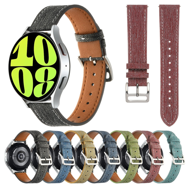 20mm Universal Denim Leather Buckle Watch Band(Grass Green) - 20mm Bands by buy2fix | Online Shopping UK | buy2fix