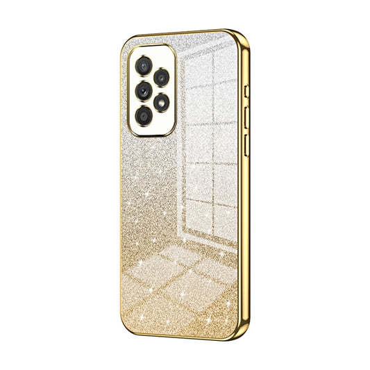 For Samsung Galaxy A33 5G Gradient Glitter Powder Electroplated Phone Case(Gold) - Galaxy Phone Cases by buy2fix | Online Shopping UK | buy2fix