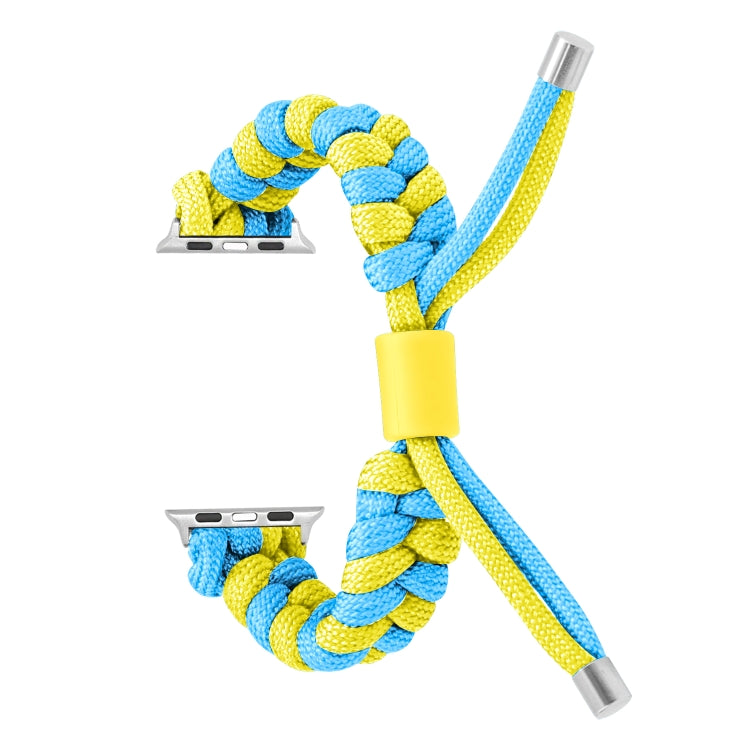 For Apple Watch Ultra 2 49mm Paracord Fishtail Braided Silicone Bead Watch Band(Light Blue Yellow) - Watch Bands by buy2fix | Online Shopping UK | buy2fix