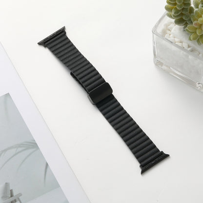 For Apple Watch Series 3 38mm Water Ripple Magnetic Folding Buckle Watch Band, Style: Bold Version(Black) - Watch Bands by buy2fix | Online Shopping UK | buy2fix