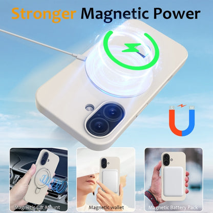 For iPhone 16 Liquid Silicone MagSafe Magnetic Phone Case with Ring Holder(Antique White) - iPhone 16 Cases by buy2fix | Online Shopping UK | buy2fix