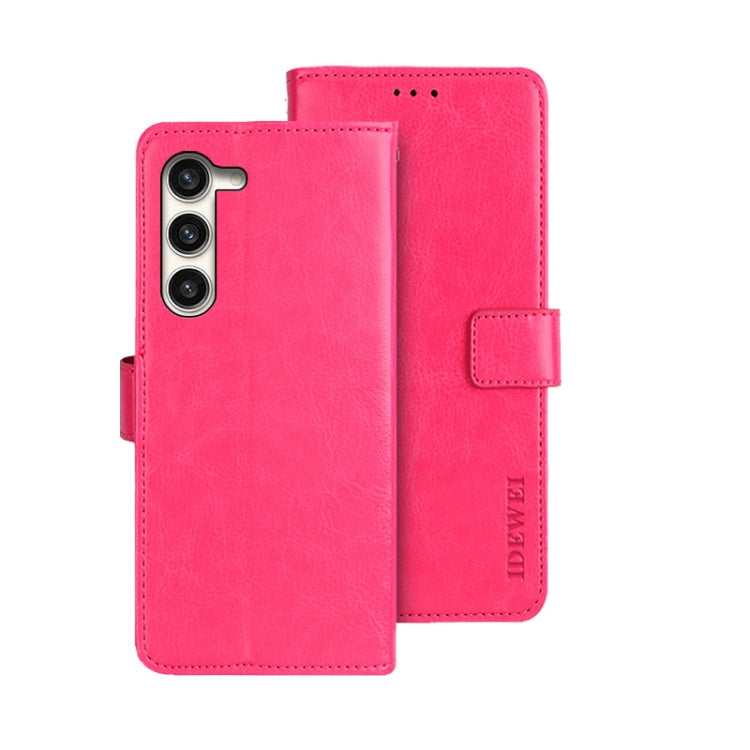 For Samsung Galaxy S24 5G idewei Crazy Horse Texture Leather Phone Case(Rose Red) - Galaxy S24 5G Cases by idewei | Online Shopping UK | buy2fix