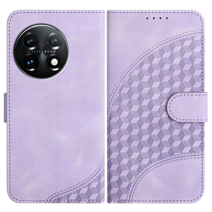 For OnePlus 11 YX0060 Elephant Head Embossed Phone Leather Case with Lanyard(Light Purple) - OnePlus Cases by buy2fix | Online Shopping UK | buy2fix