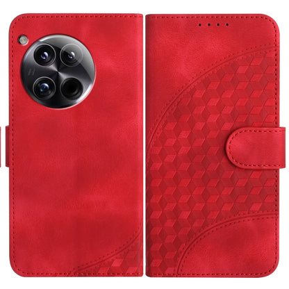 For OnePlus 12 YX0060 Elephant Head Embossed Phone Leather Case with Lanyard(Red) - OnePlus Cases by buy2fix | Online Shopping UK | buy2fix