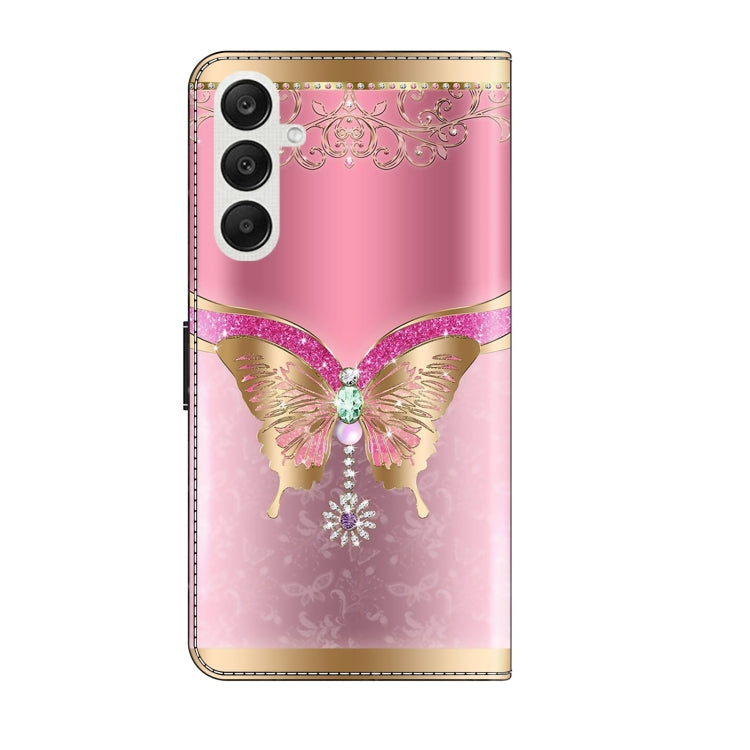 For Samsung Galaxy A35 5G Crystal 3D Shockproof Protective Leather Phone Case(Pink Bottom Butterfly) - Galaxy Phone Cases by buy2fix | Online Shopping UK | buy2fix