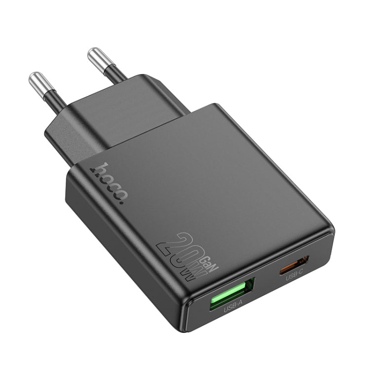 Hoco N38 Delgado PD20W + QC3.0 Dual Port Charger, EU Plug(Black) - USB Charger by hoco | Online Shopping UK | buy2fix