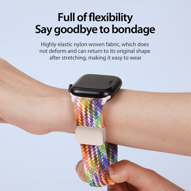 For Apple Watch SE 2022 44mm DUX DUCIS Mixture Pro Series Magnetic Buckle Nylon Braid Watch Band(New Rainbow) - Watch Bands by DUX DUCIS | Online Shopping UK | buy2fix