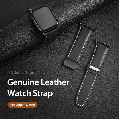 For Apple Watch SE 2023 40mm DUX DUCIS YA Series Magnetic Buckle Genuine Leather Watch Band(Black) - Watch Bands by DUX DUCIS | Online Shopping UK | buy2fix