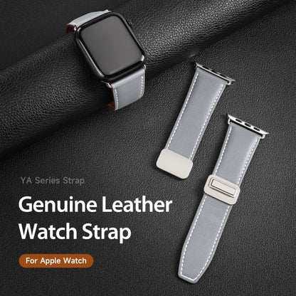 For Apple Watch Ultra 2 49mm DUX DUCIS YA Series Magnetic Buckle Genuine Leather Watch Band(Grey) - Watch Bands by DUX DUCIS | Online Shopping UK | buy2fix