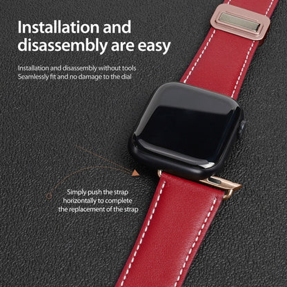 For Apple Watch Series 9 45mm DUX DUCIS YA Series Magnetic Buckle Genuine Leather Watch Band(Red) - Watch Bands by DUX DUCIS | Online Shopping UK | buy2fix