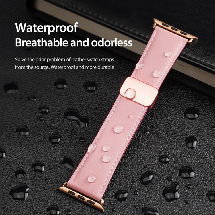 For Apple Watch Series 8 41mm DUX DUCIS YA Series Magnetic Buckle Genuine Leather Watch Band(Pink) - Watch Bands by DUX DUCIS | Online Shopping UK | buy2fix