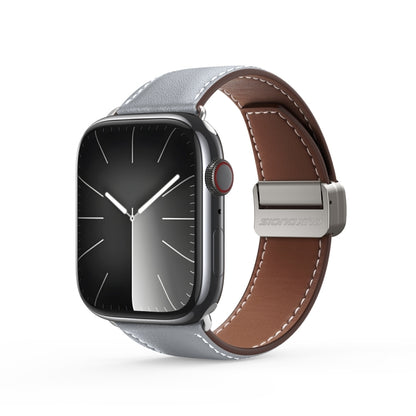 For Apple Watch SE 40mm DUX DUCIS YA Series Magnetic Buckle Genuine Leather Watch Band(Grey) - Watch Bands by DUX DUCIS | Online Shopping UK | buy2fix