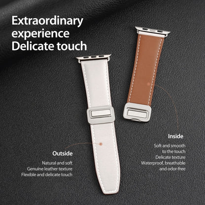 For Apple Watch SE 40mm DUX DUCIS YA Series Magnetic Buckle Genuine Leather Watch Band(White) - Watch Bands by DUX DUCIS | Online Shopping UK | buy2fix