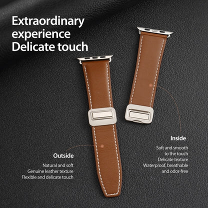 For Apple Watch Series 6 40mm DUX DUCIS YA Series Magnetic Buckle Genuine Leather Watch Band(Brown) - Watch Bands by DUX DUCIS | Online Shopping UK | buy2fix