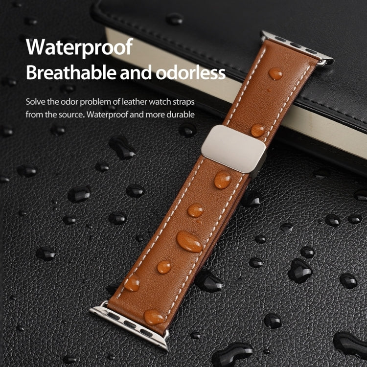 For Apple Watch Series 6 40mm DUX DUCIS YA Series Magnetic Buckle Genuine Leather Watch Band(Brown) - Watch Bands by DUX DUCIS | Online Shopping UK | buy2fix