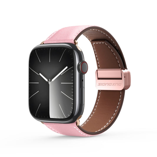 For Apple Watch Series 4 44mm DUX DUCIS YA Series Magnetic Buckle Genuine Leather Watch Band(Pink) - Watch Bands by DUX DUCIS | Online Shopping UK | buy2fix