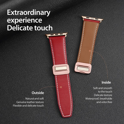 For Apple Watch Series 4 40mm DUX DUCIS YA Series Magnetic Buckle Genuine Leather Watch Band(Red) - Watch Bands by DUX DUCIS | Online Shopping UK | buy2fix