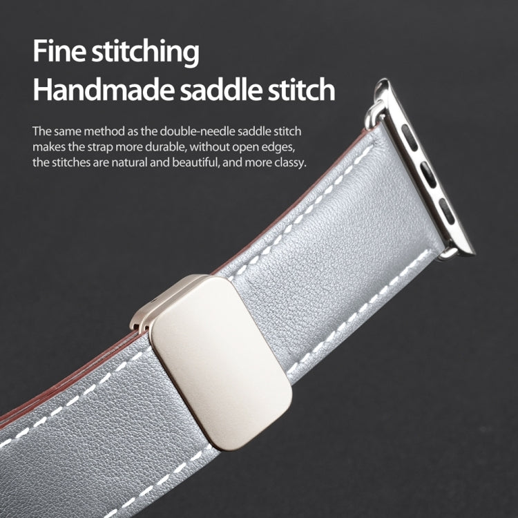 For Apple Watch 42mm DUX DUCIS YA Series Magnetic Buckle Genuine Leather Watch Band(Grey) - Watch Bands by DUX DUCIS | Online Shopping UK | buy2fix