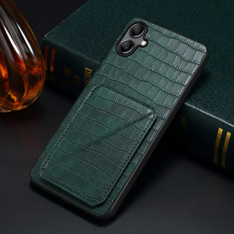 For Samsung Galaxy A33 Denior Imitation Crocodile Leather Back Phone Case with Holder(Green) - Galaxy Phone Cases by Denior | Online Shopping UK | buy2fix