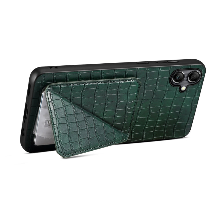 For Samsung Galaxy A70 Denior Imitation Crocodile Leather Back Phone Case with Holder(Green) - Galaxy Phone Cases by Denior | Online Shopping UK | buy2fix