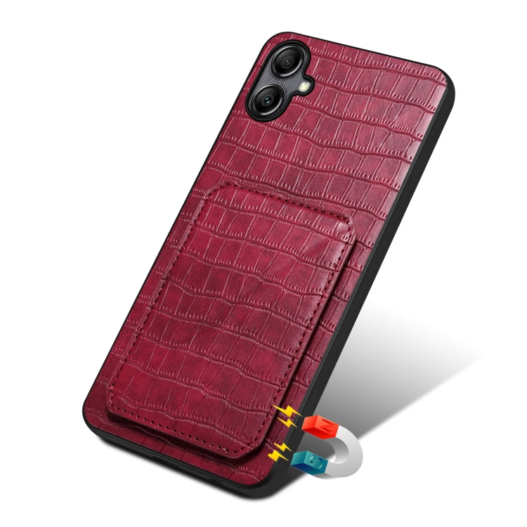 For Samsung Galaxy A34 5G Denior Imitation Crocodile Leather Back Phone Case with Holder(Rose Red) - Galaxy Phone Cases by Denior | Online Shopping UK | buy2fix