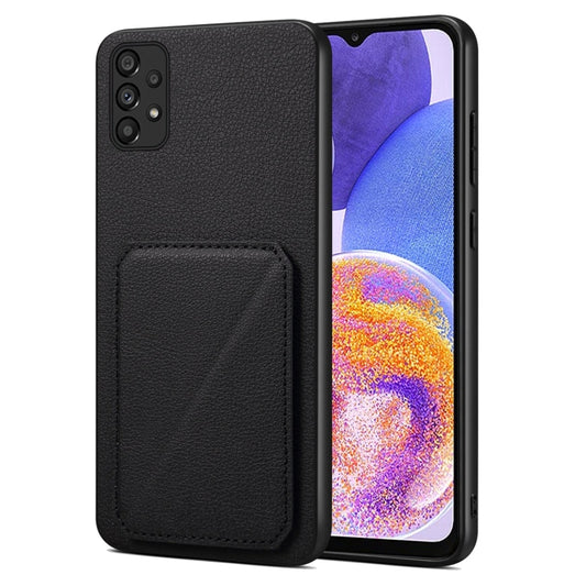 For Samsung Galaxy A23 5G / 4G Denior Imitation Calf Leather Back Phone Case with Holder(Black) - Galaxy Phone Cases by Denior | Online Shopping UK | buy2fix