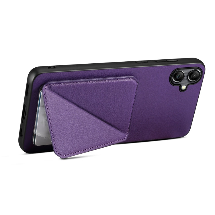 For Samsung Galaxy A24 Denior Imitation Calf Leather Back Phone Case with Holder(Purple) - Galaxy Phone Cases by Denior | Online Shopping UK | buy2fix