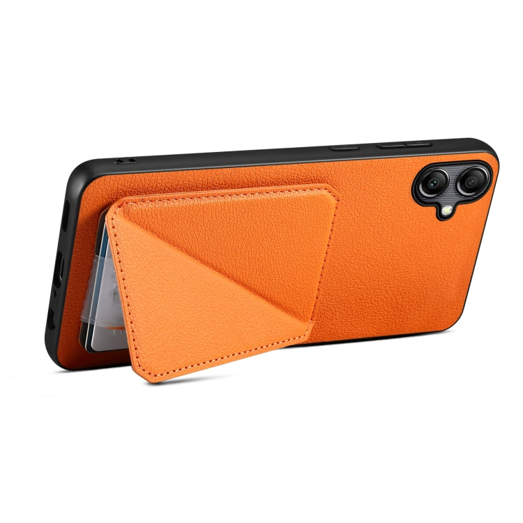 For Samsung Galaxy S23 5G Denior Imitation Calf Leather Back Phone Case with Holder(Orange) - Galaxy S23 5G Cases by Denior | Online Shopping UK | buy2fix