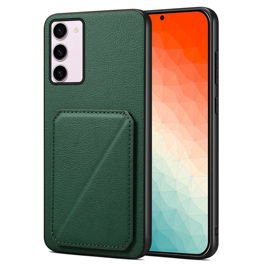 For Samsung Galaxy S24+ 5G Denior Imitation Calf Leather Back Phone Case with Holder(Green) - Galaxy S24+ 5G Cases by Denior | Online Shopping UK | buy2fix