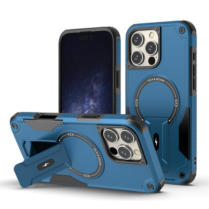 For iPhone 16 Pro Max Armor Magsafe Holder PC Hybrid TPU Phone Case(Dark Blue) - iPhone 16 Pro Max Cases by buy2fix | Online Shopping UK | buy2fix