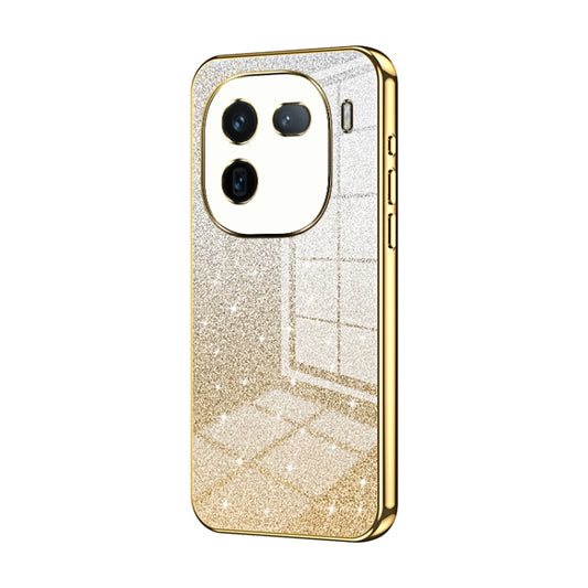 For vivo iQOO 12 Pro Gradient Glitter Powder Electroplated Phone Case(Gold) - iQOO 12 Pro Cases by buy2fix | Online Shopping UK | buy2fix