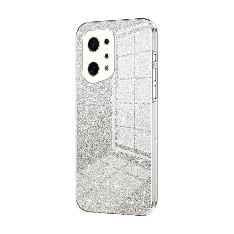 For OPPO Find X5 Gradient Glitter Powder Electroplated Phone Case(Transparent) - OPPO Cases by buy2fix | Online Shopping UK | buy2fix