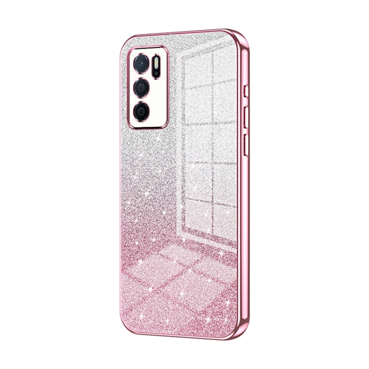 For OPPO A16 / A16s / A54s Gradient Glitter Powder Electroplated Phone Case(Pink) - OPPO Cases by buy2fix | Online Shopping UK | buy2fix