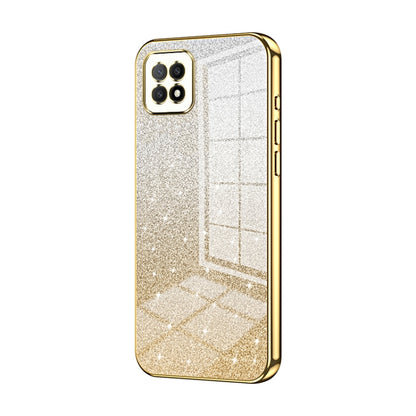For OPPO A72 5G / A73 5G Gradient Glitter Powder Electroplated Phone Case(Gold) - OPPO Cases by buy2fix | Online Shopping UK | buy2fix