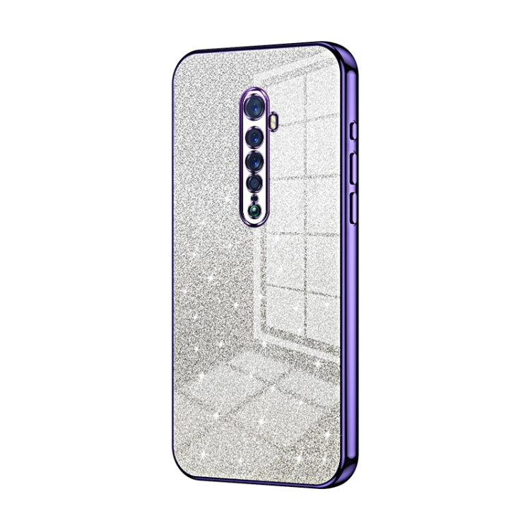 For OPPO Reno2 Gradient Glitter Powder Electroplated Phone Case(Purple) - OPPO Cases by buy2fix | Online Shopping UK | buy2fix