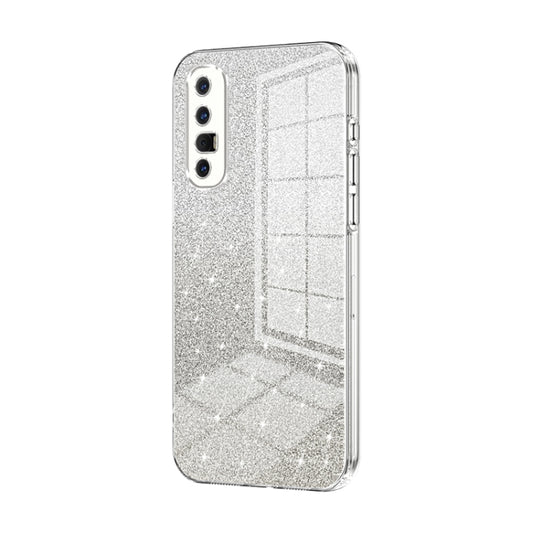 For OPPO Reno3 Pro Gradient Glitter Powder Electroplated Phone Case(Transparent) - OPPO Cases by buy2fix | Online Shopping UK | buy2fix
