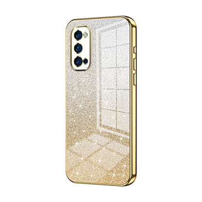 For OPPO Reno4 Pro Gradient Glitter Powder Electroplated Phone Case(Gold) - OPPO Cases by buy2fix | Online Shopping UK | buy2fix