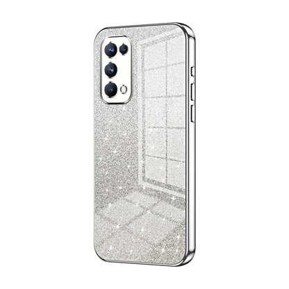 For OPPO Reno5 Pro Gradient Glitter Powder Electroplated Phone Case(Silver) - OPPO Cases by buy2fix | Online Shopping UK | buy2fix