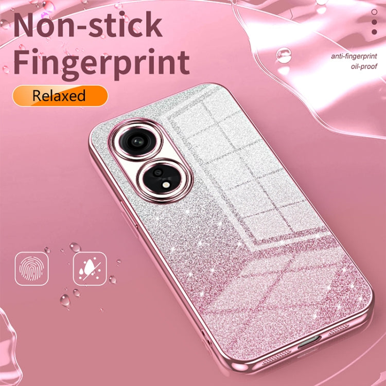 For OPPO Reno8 Gradient Glitter Powder Electroplated Phone Case(Gold) - OPPO Cases by buy2fix | Online Shopping UK | buy2fix
