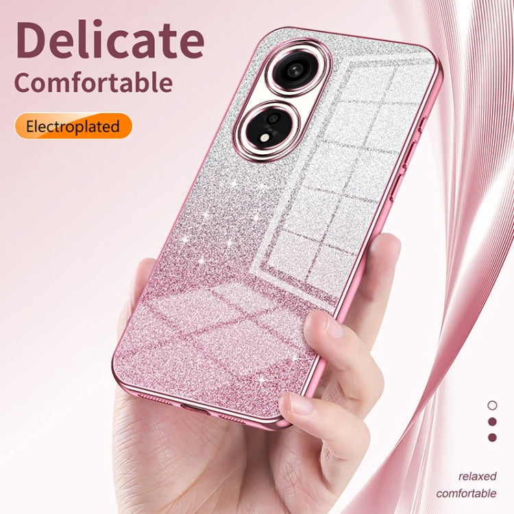 For OPPO A60 Gradient Glitter Powder Electroplated Phone Case(Transparent) - OPPO Cases by buy2fix | Online Shopping UK | buy2fix