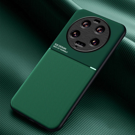 For Xiaomi 13 Ultra Classic Tilt Strip Grain Magnetic Shockproof PC + TPU Phone Case(Green) - 13 Ultra Cases by buy2fix | Online Shopping UK | buy2fix