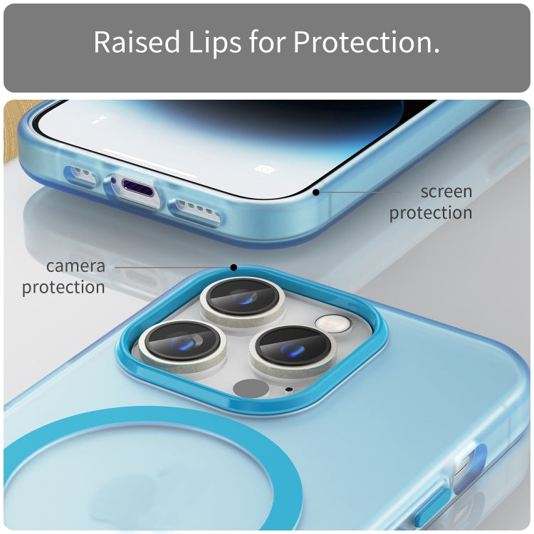 For iPhone 16 Pro MagSafe Frosted Translucent TPU + PC Full Coverage Phone Case(Blue) - iPhone 16 Pro Cases by buy2fix | Online Shopping UK | buy2fix