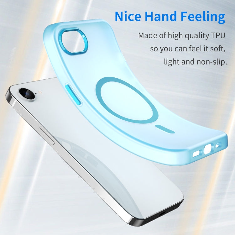 For iPhone 16e MagSafe Frosted Translucent TPU + PC Full Coverage Phone Case(Blue) - iPhone 16e Cases by buy2fix | Online Shopping UK | buy2fix