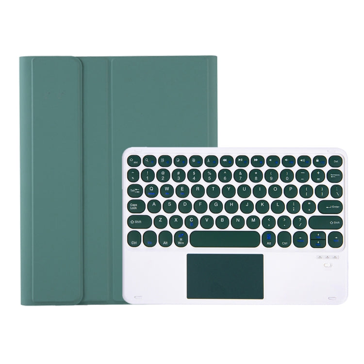 For Samsung Galaxy Tab S9 FE Candy Color TPU Round Keycap Touch Bluetooth Keyboard Leather Case(Dark Green) - Samsung Keyboard by buy2fix | Online Shopping UK | buy2fix