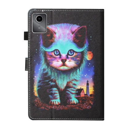 For Lenovo Tab M11/ Xiaoxin Pad 11 2024 Coloured Drawing Stitching Smart Leather Tablet Case(Night Cat) - Lenovo by buy2fix | Online Shopping UK | buy2fix