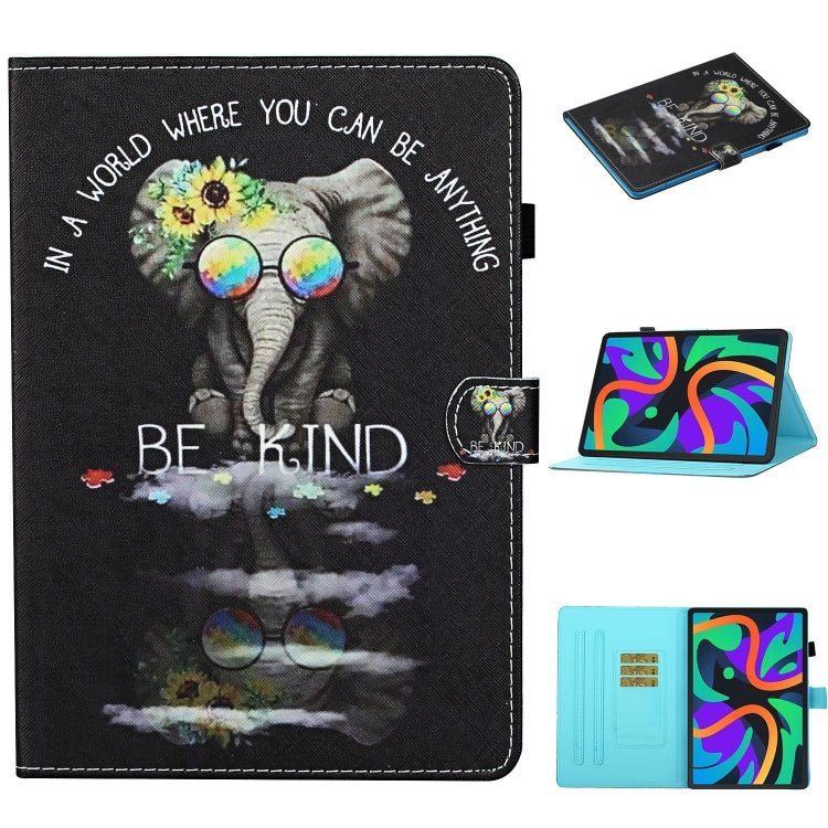 For Lenovo Tab M11/ Xiaoxin Pad 11 2024 Coloured Drawing Stitching Smart Leather Tablet Case(Glasses Elephant) - Lenovo by buy2fix | Online Shopping UK | buy2fix