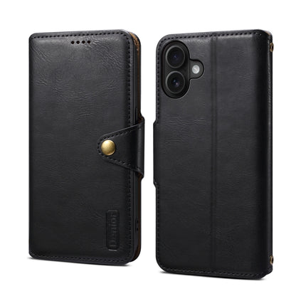 For iPhone 16 Plus Denior Cowhide Texture Wallet Style Leather Phone Case(Black) - iPhone 16 Plus Cases by Denior | Online Shopping UK | buy2fix