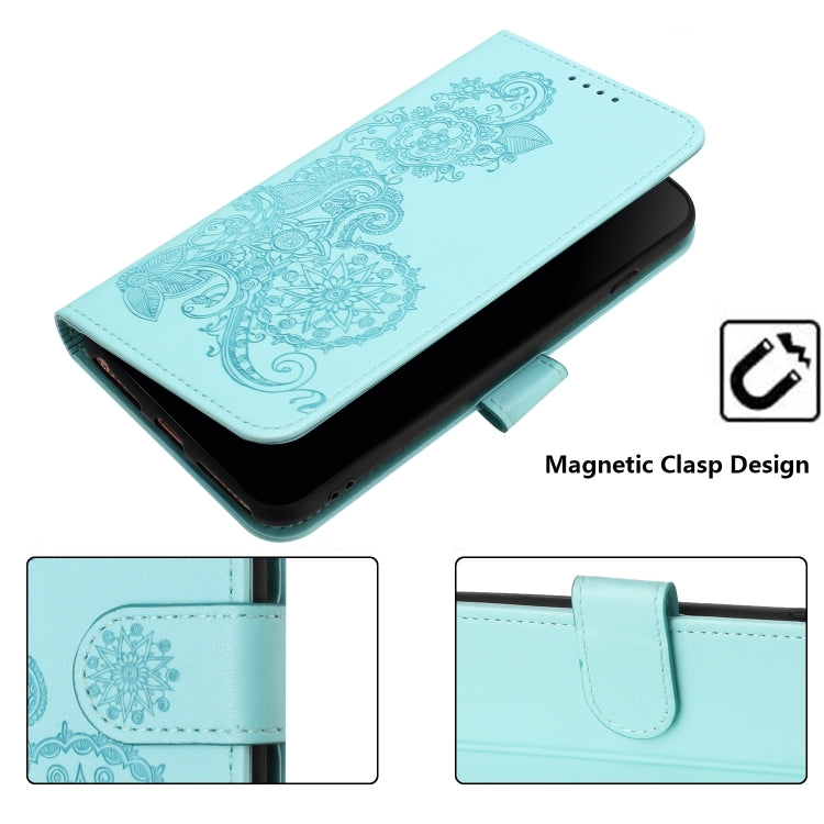 For Xiaomi Redmi Note 13 Pro 4G Datura Flower Embossed Flip Leather Phone Case(Light blue) - Note 13 Pro Cases by buy2fix | Online Shopping UK | buy2fix