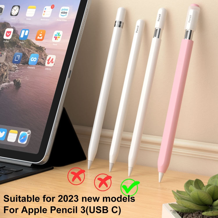 For Apple Pencil (USB-C) Transparent Jelly Stylus Protective Cover(Pink) - Pencil Accessories by buy2fix | Online Shopping UK | buy2fix