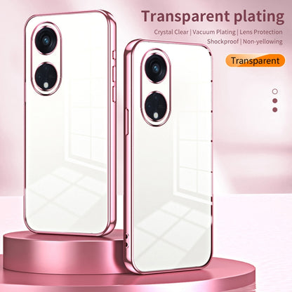 For OPPO Reno8 T 5G Transparent Plating Fine Hole Phone Case(Pink) - OPPO Cases by buy2fix | Online Shopping UK | buy2fix